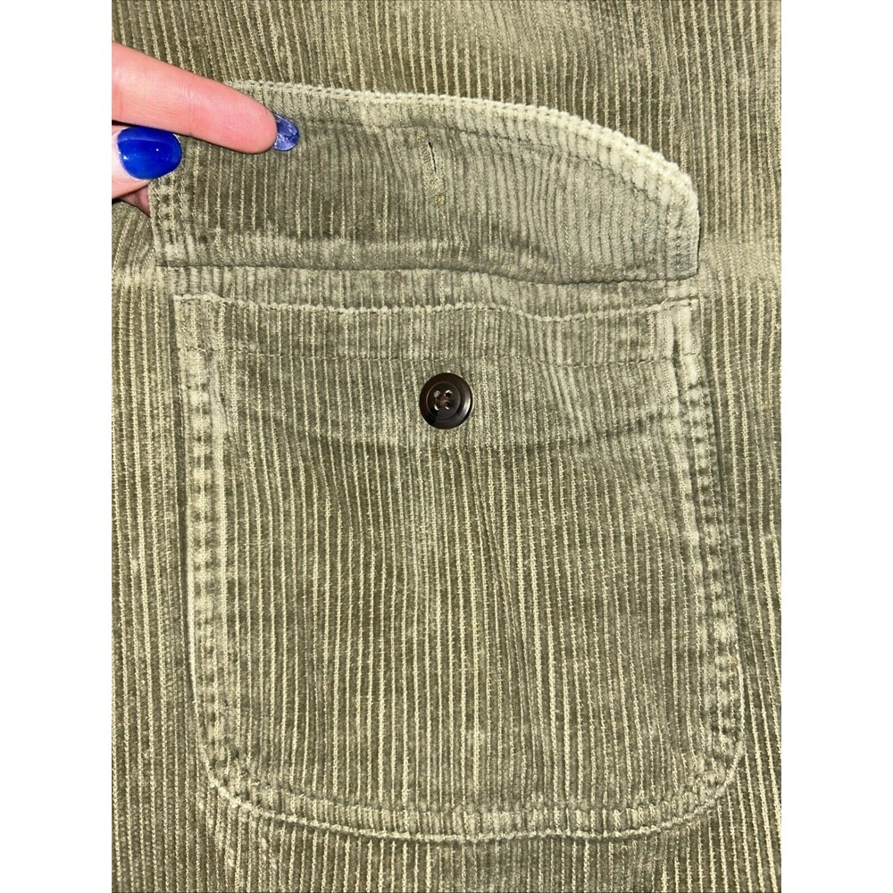 Wolverine Men's Jacket Size L Green Corduroy Button Shacket Pockets Shirt Jacket